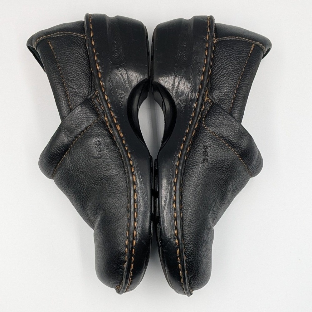 b.o.c. Born Concept Black Leather Clogs Mules‎ Slip On Shoes BC3632 Womens 8M